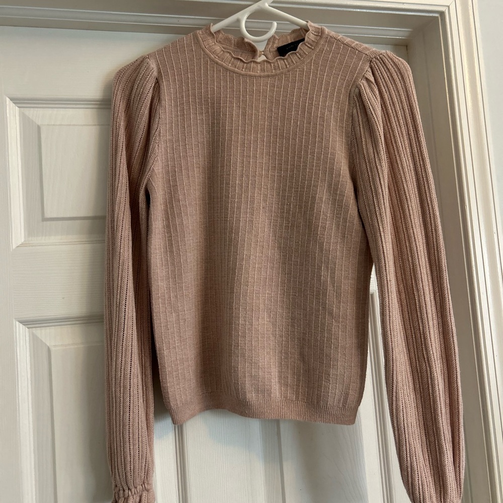 Ann Taylor Pink Ruffled Knit Top